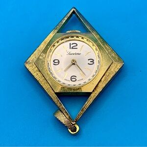 LUCERNE Vintage Swiss Made Manual Hand Wind Pendant Watch Gold Tone Working Cond